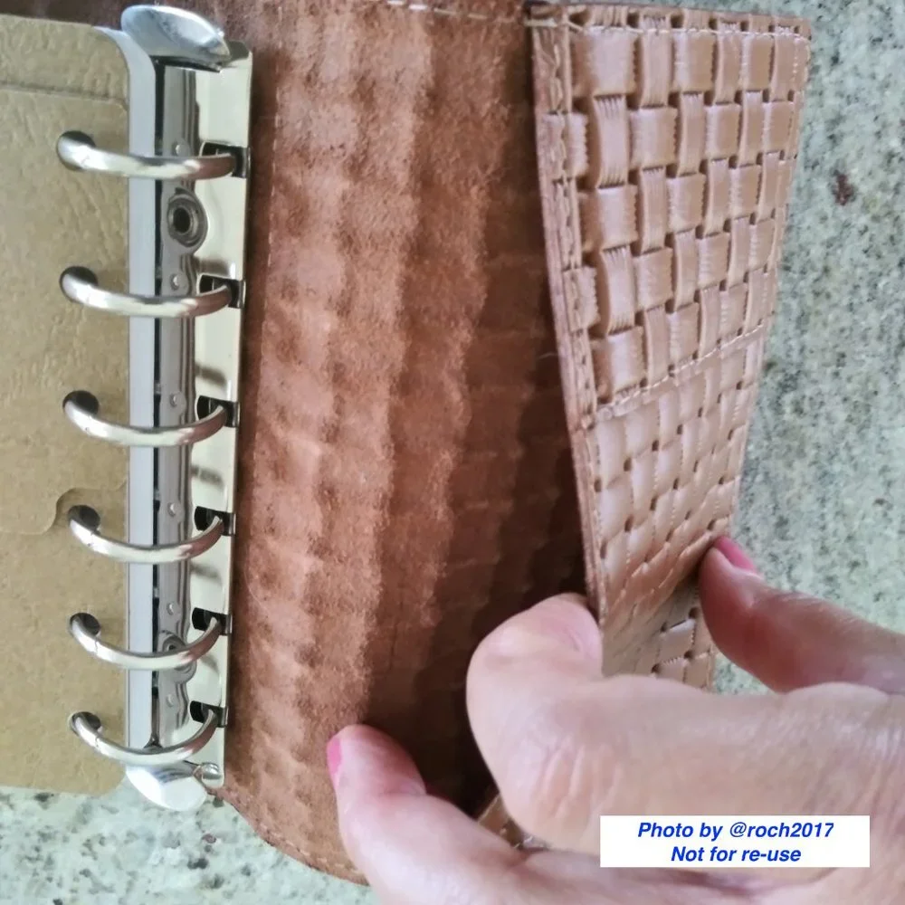 A7 Ring Binder Basket Weave Embossed Leather Planner